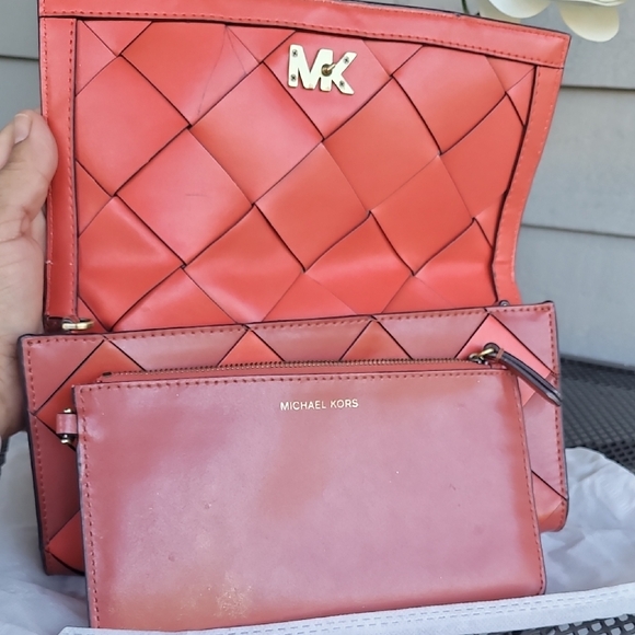 Michael Kors Red Woven Clutch Crossbody